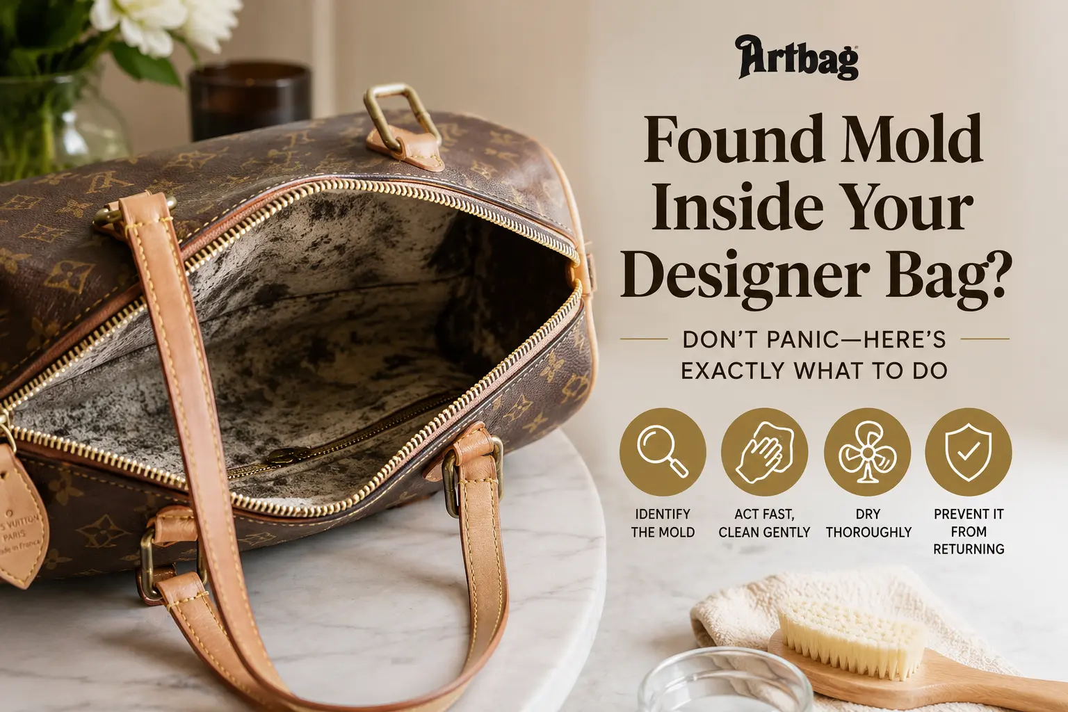 mold inside designer bag