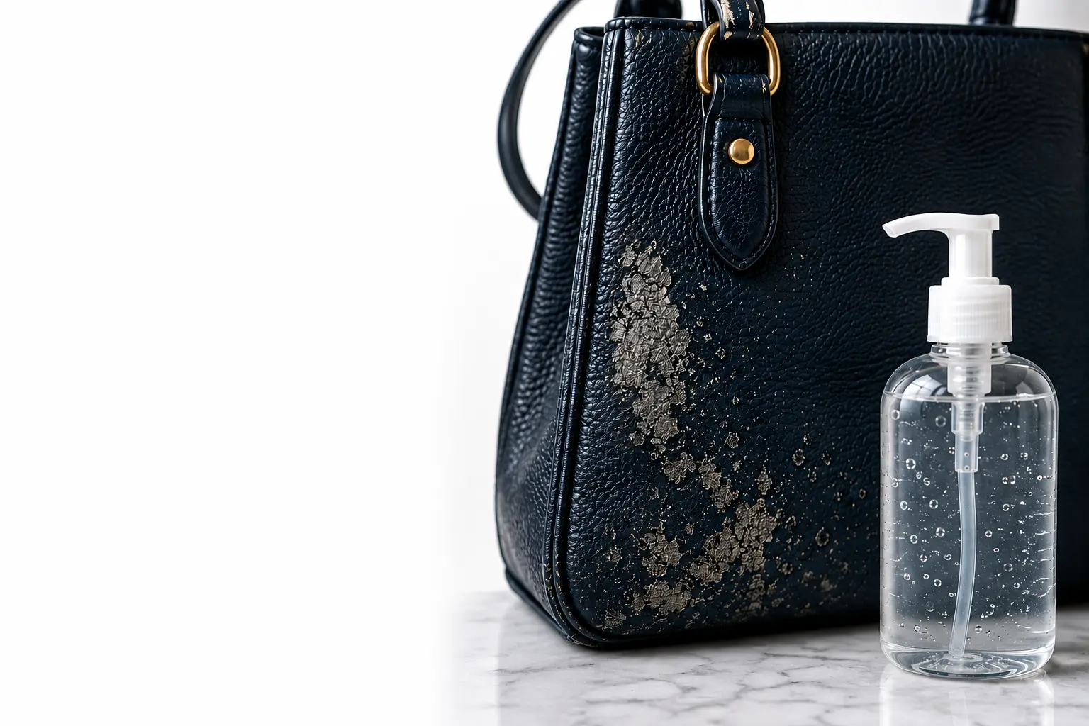 hand sanitizer leather damage designer bag
